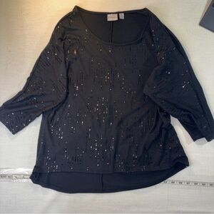 Kim Rogers Black Sequin Oversized Blouse